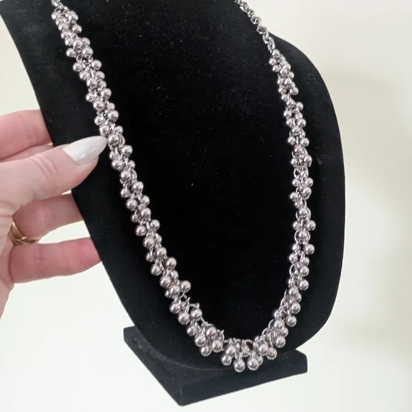 Silvertone Beaded Chain Necklace - Women's Jewelry - Picture 2 of 11